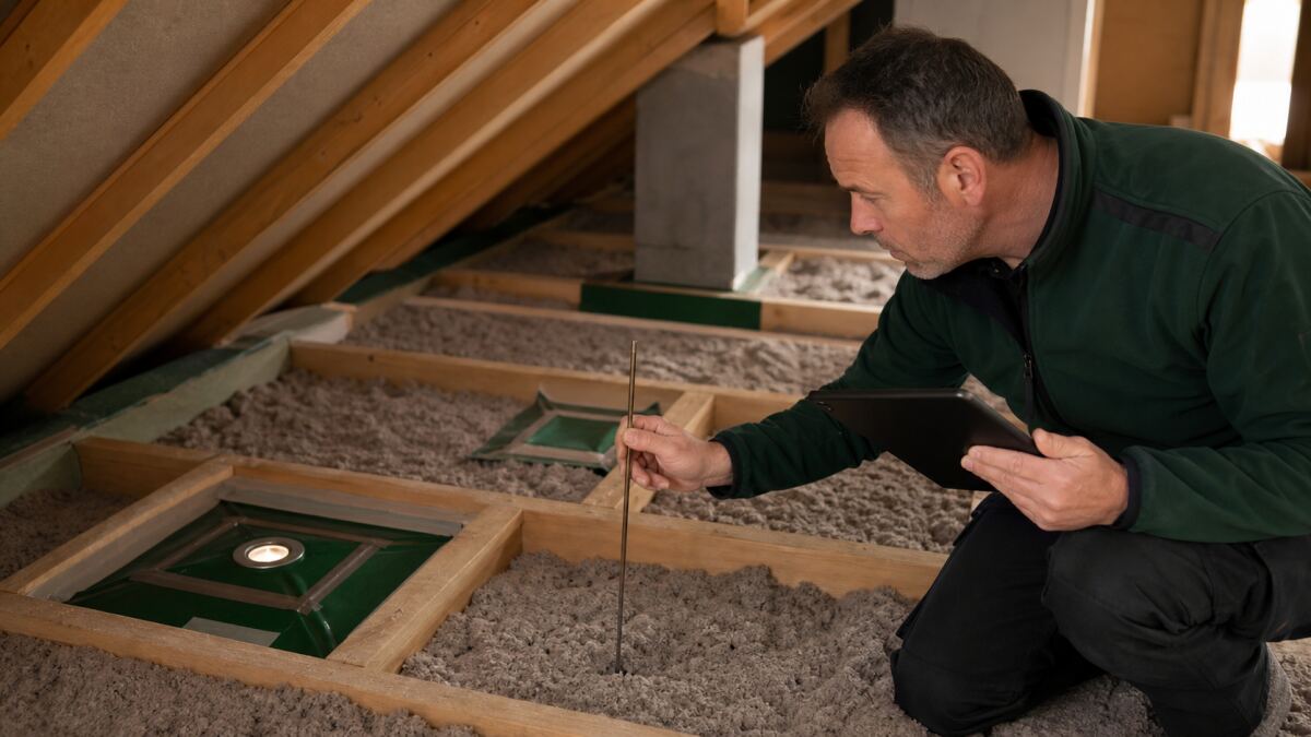 Ouate de cellulose : tassement, caissons et spots