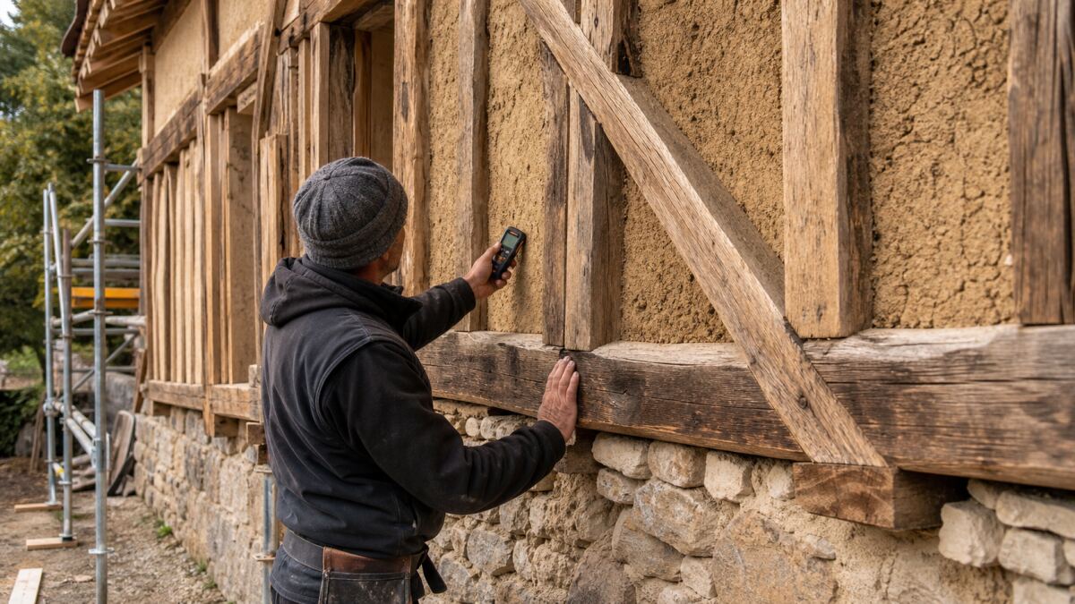 Rénover un mur à pans de bois : remplissage, humidité et contreventement