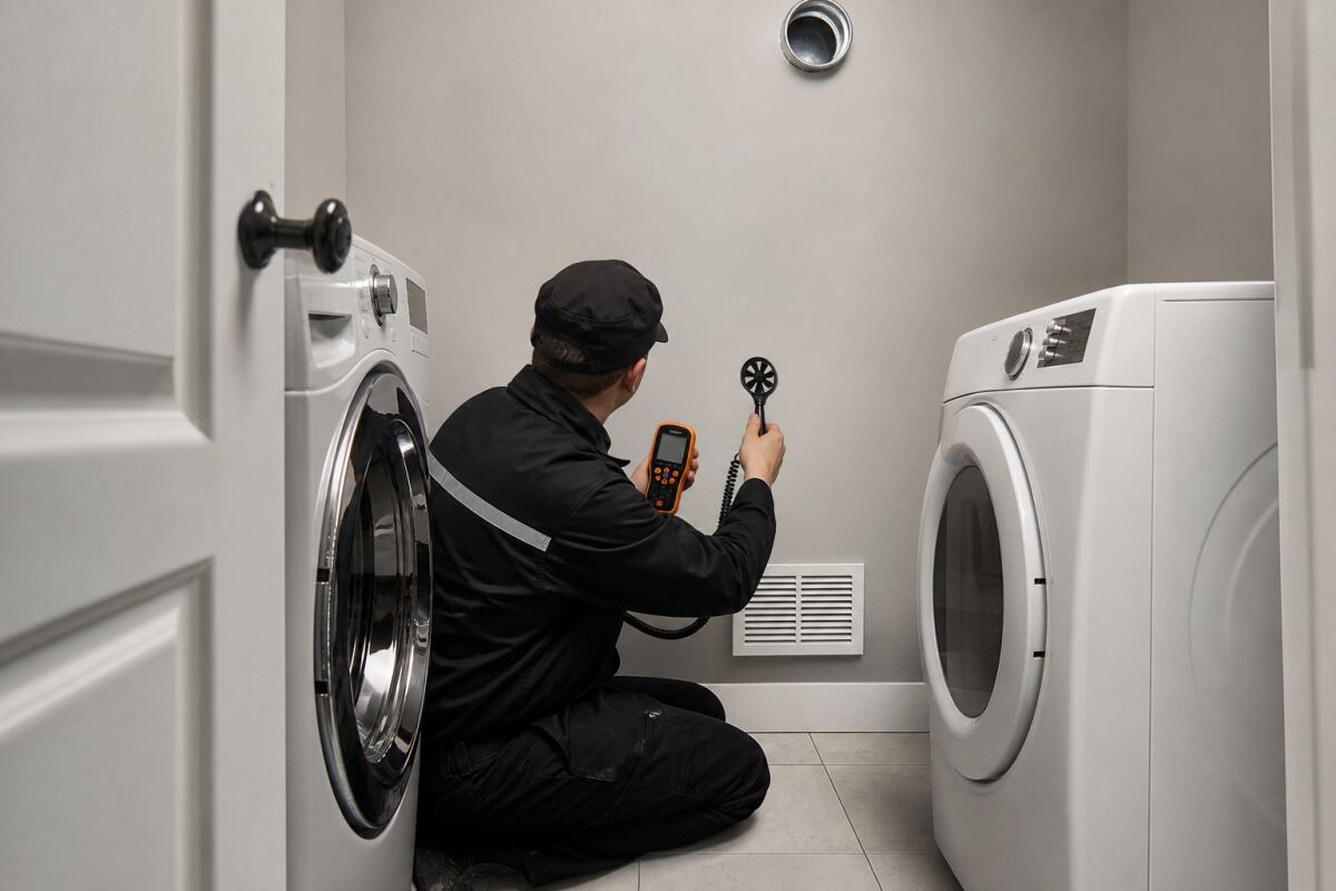 Buanderie qui surchauffe : ventilation, sèche-linge et