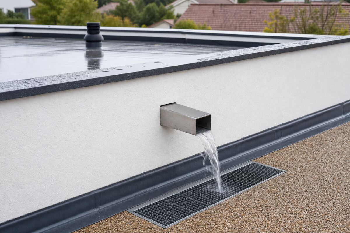 Trop-plein de toiture-terrasse : dimensionnement, hauteur et rejet sans danger
