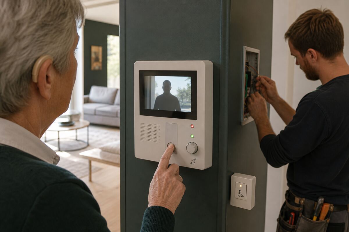 Interphone accessible : image, son et retour de porte