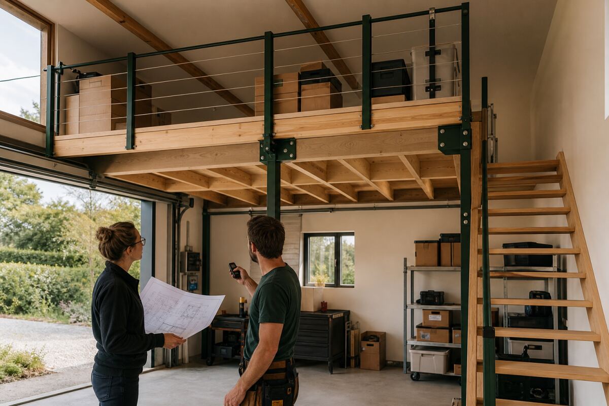 Mezzanine de garage : charges et garde-corps
