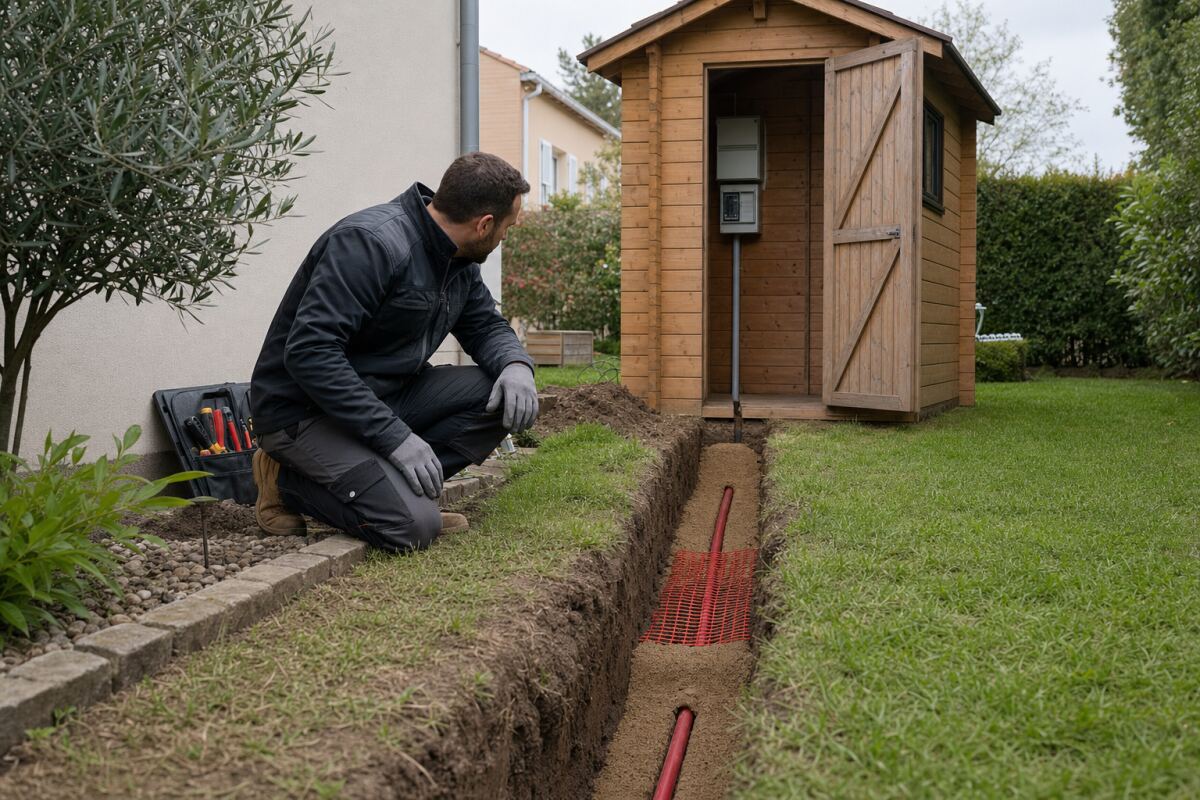 Électricité d’un abri de jardin : câble et protections