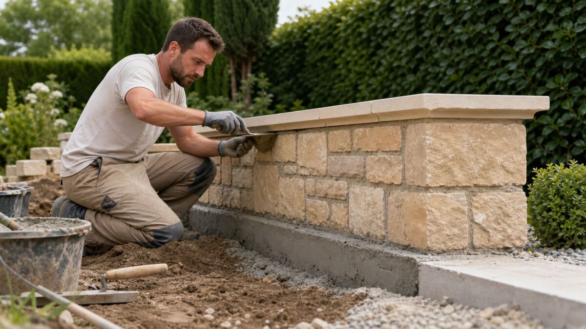 Muret de jardin : fondation, joints et couvertine