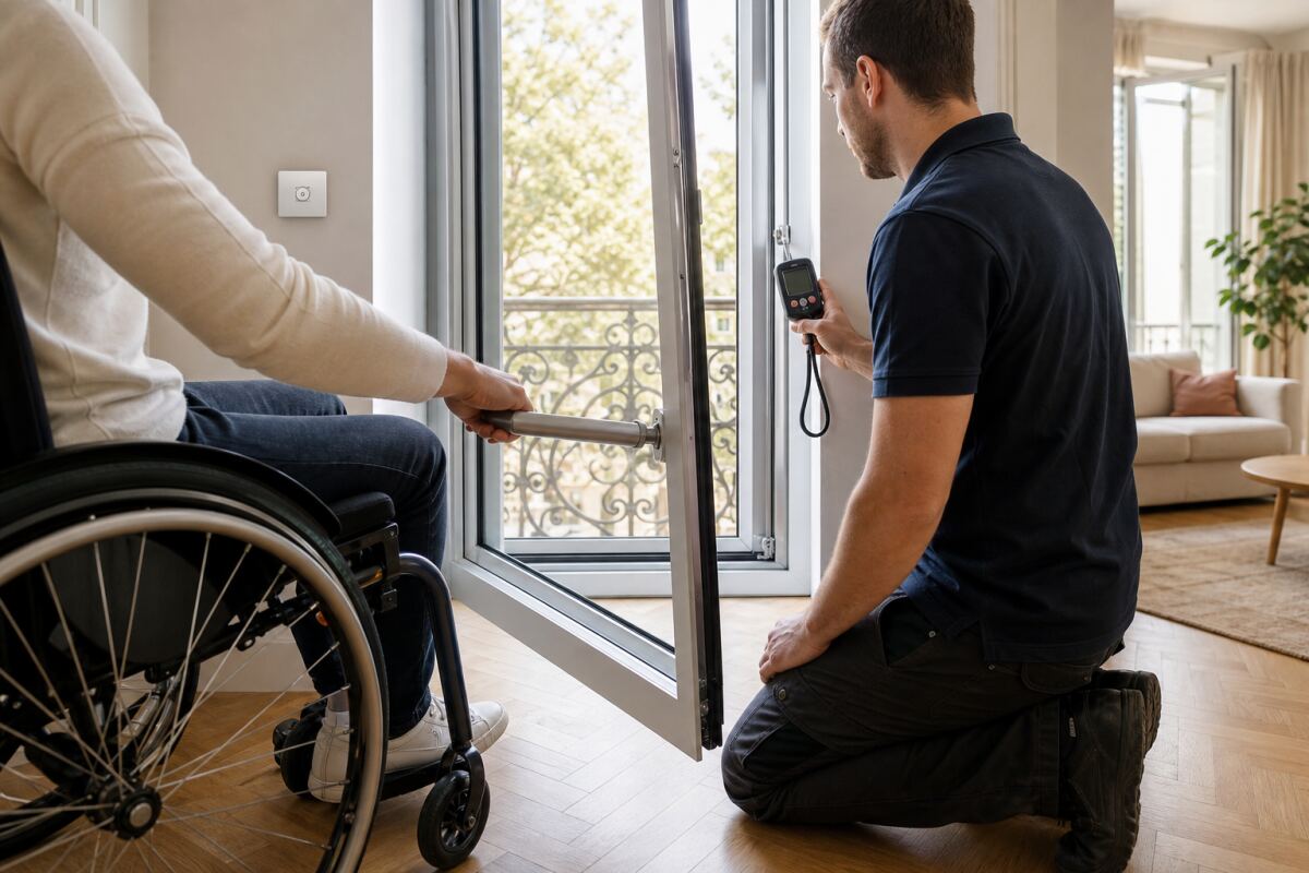 Fenêtre accessible : poignée, effort et motorisation