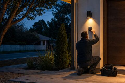 Éclairage extérieur déclenché toute la nuit : réglages sobres et sûrs