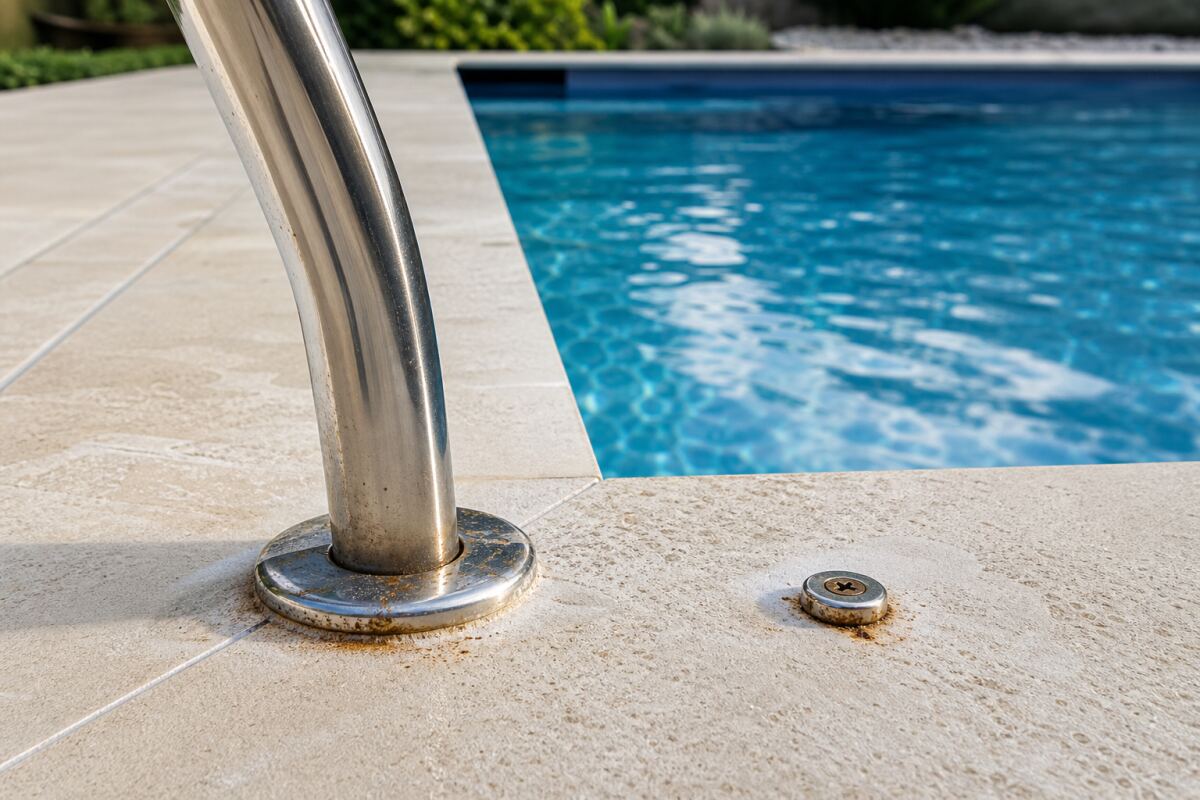 Piscine au sel et corrosion : protéger margelles, équipements et éléments métalliques