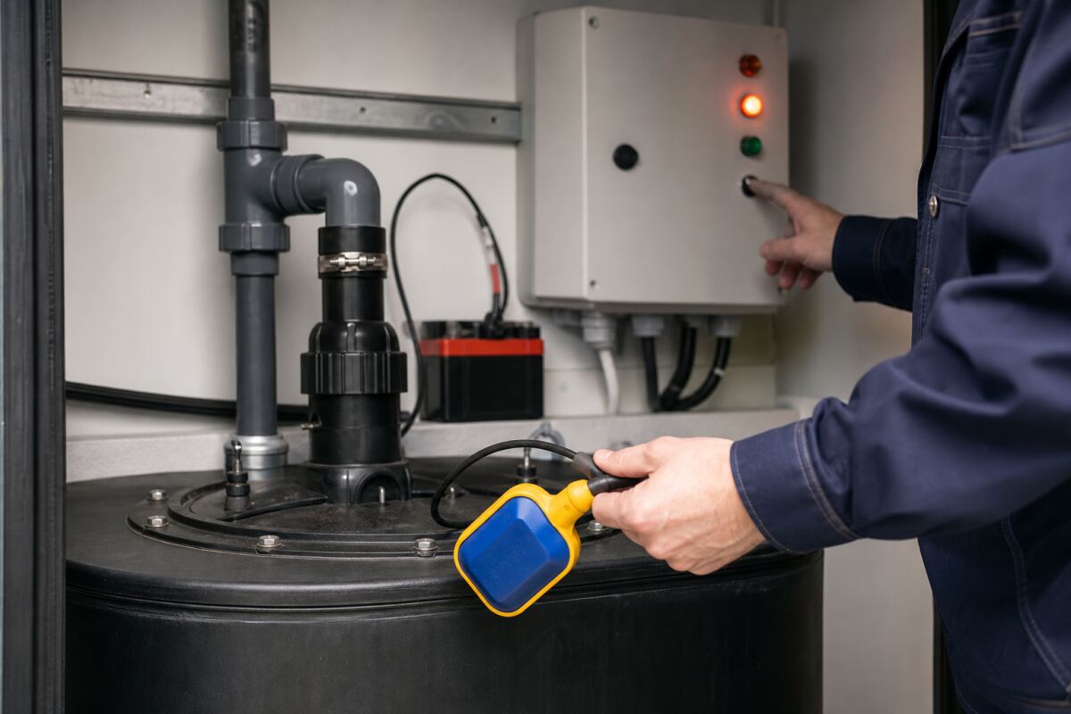Alarme de relevage : niveau haut, batterie et essais