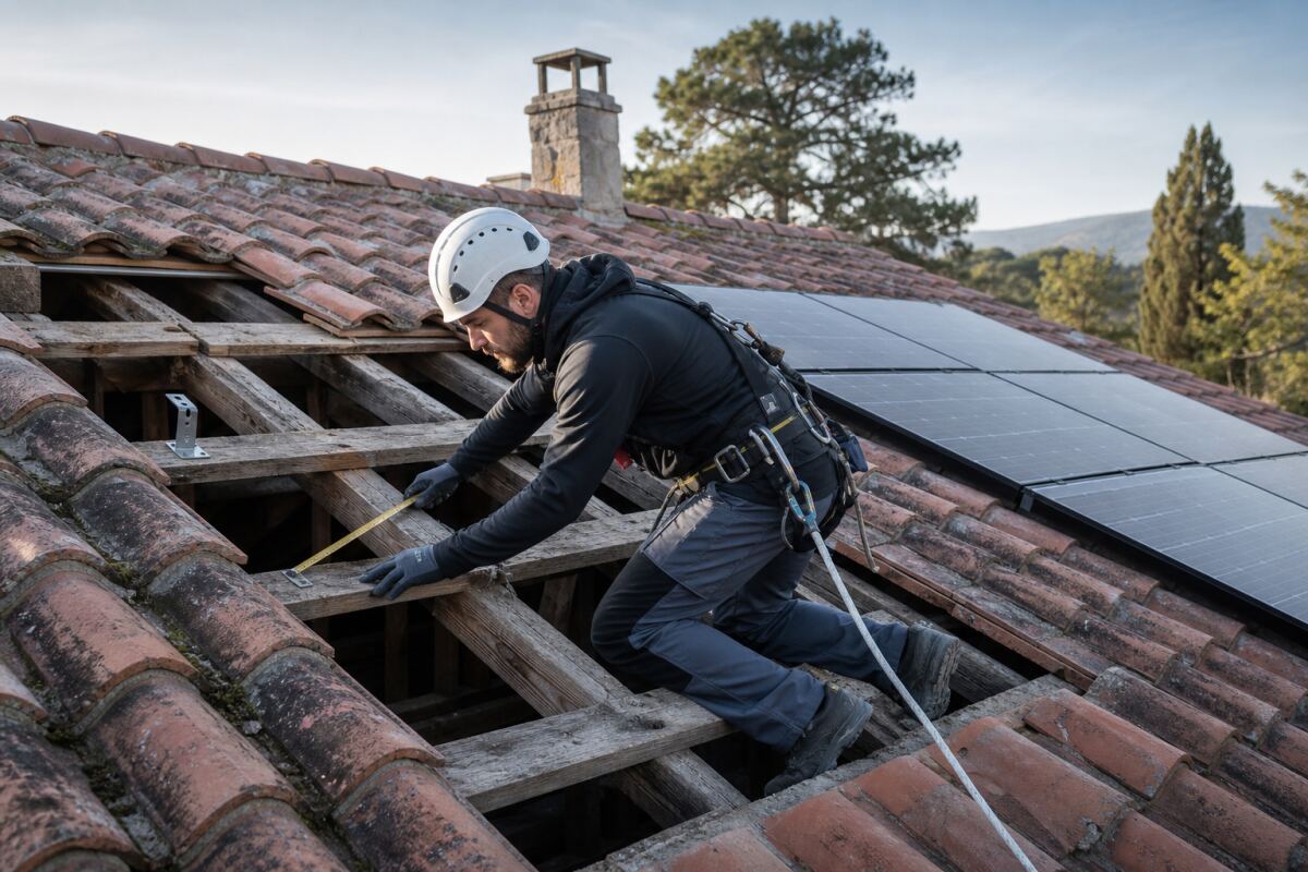 Photovoltaïque sur charpente ancienne : contrôles