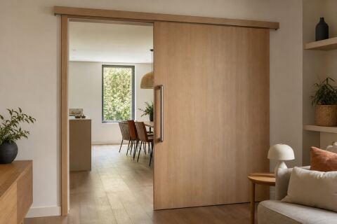 Porte coulissante accessible : poignée, effort et dégagement