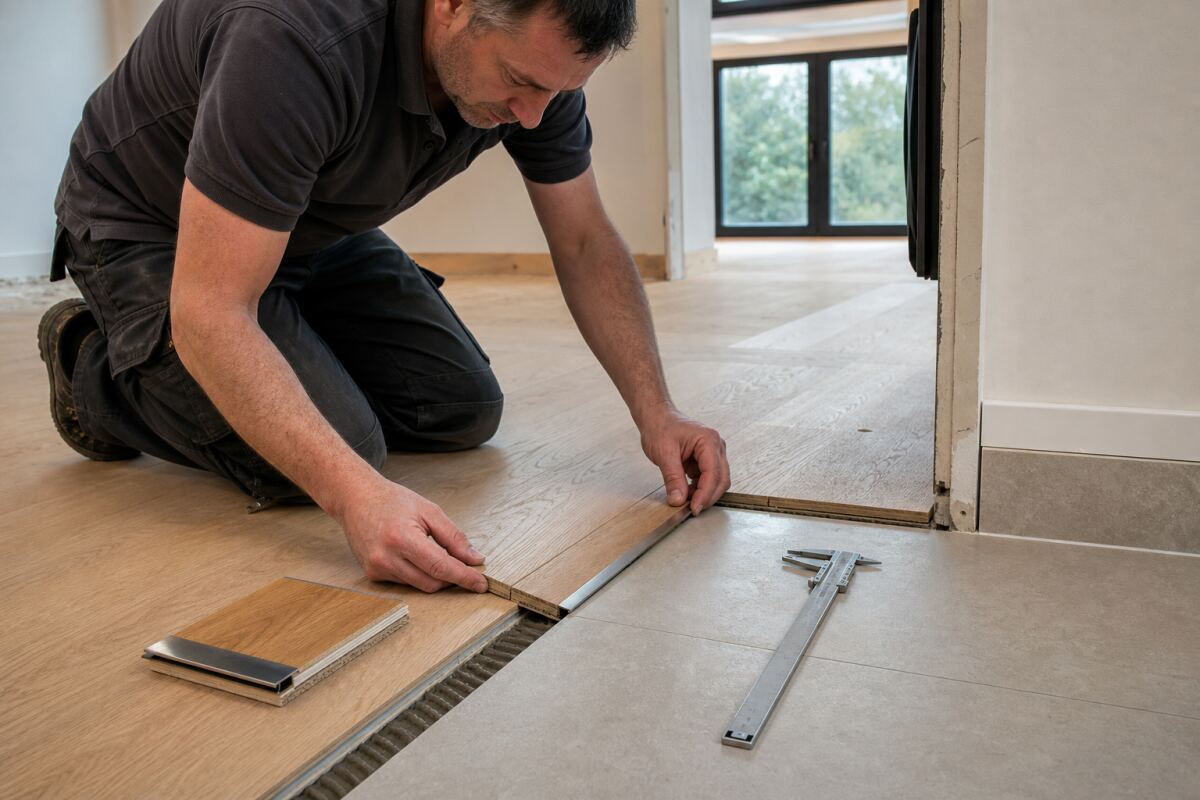 Raccord entre parquet et carrelage : gérer dilatation et différence d’épaisseur