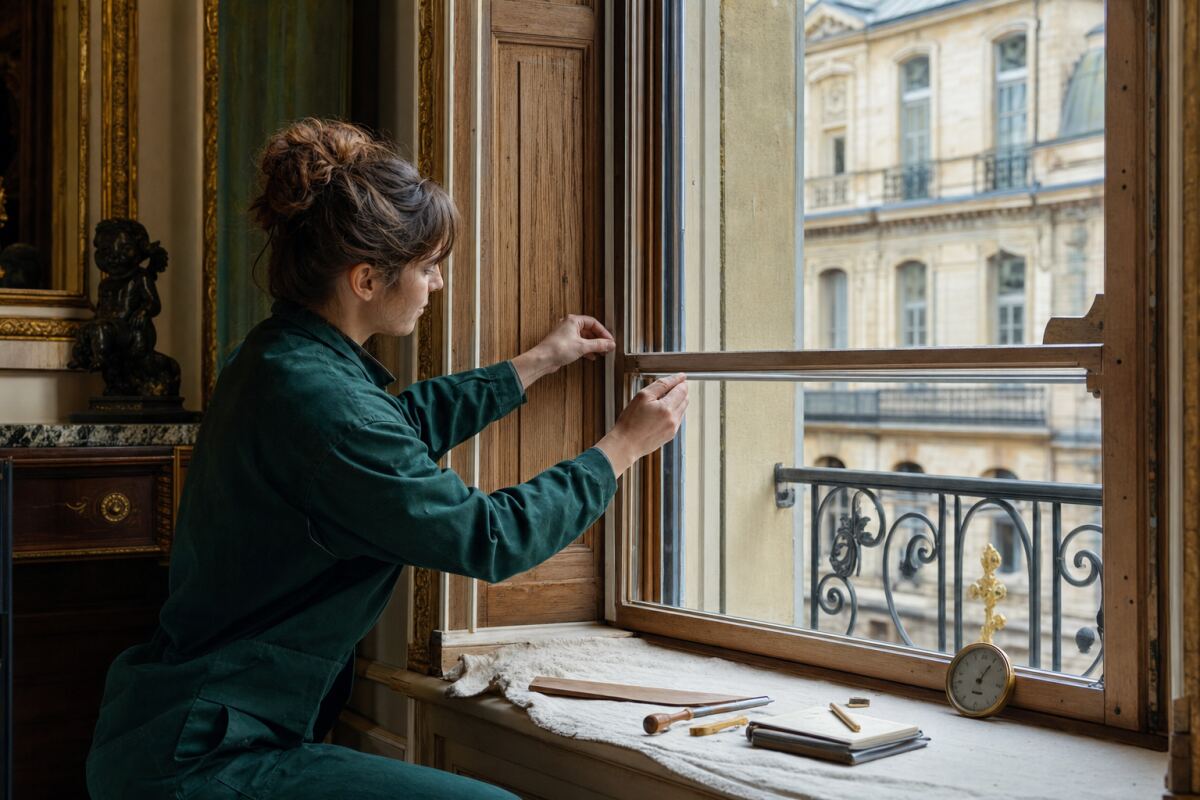 Survitrage intérieur d’une fenêtre ancienne