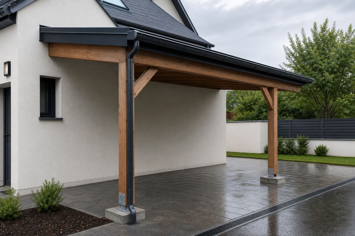 Carport adossé : ancrages, pluie et autorisation