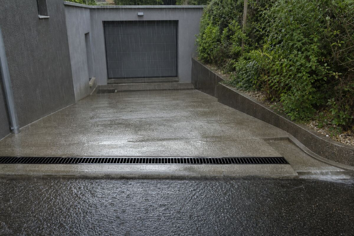 Cour en pente : gérer les pluies intenses