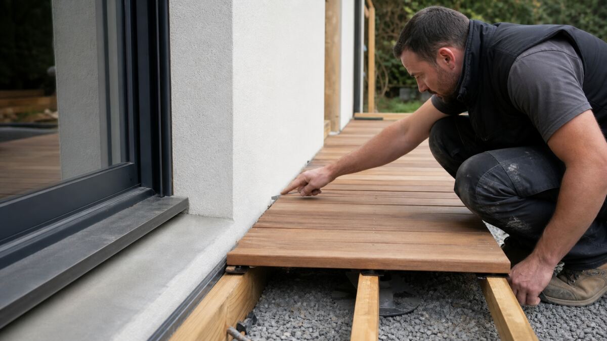 Terrasse bois contre façade sans infiltration