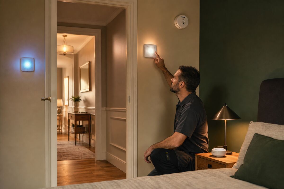 Alarmes visuelles : fumée, porte et téléphone