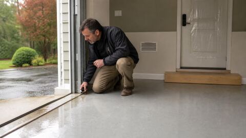 Porte de garage mal étanche : air, pluie et monoxyde vers le logement