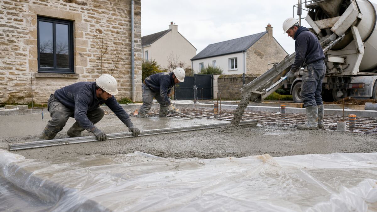 Béton bas carbone en petite rénovation : disponibilité, cure et comparaison utile