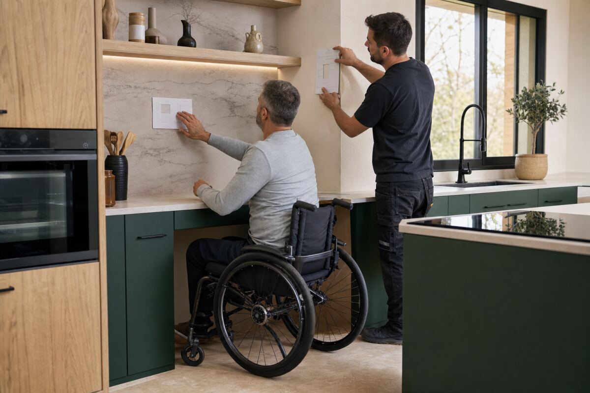 Cuisine accessible : prises et commandes à portée