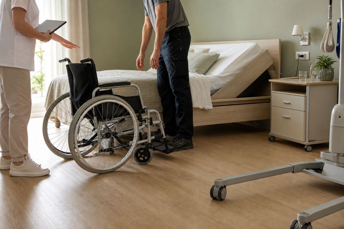 Autour du lit : espace de transfert, aidant et recharge